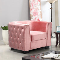 Iconic Home Saratov Button Tufted Velvet Club Chair Blush