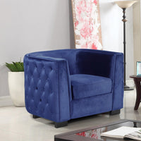 Iconic Home Saratov Button Tufted Velvet Club Chair Navy