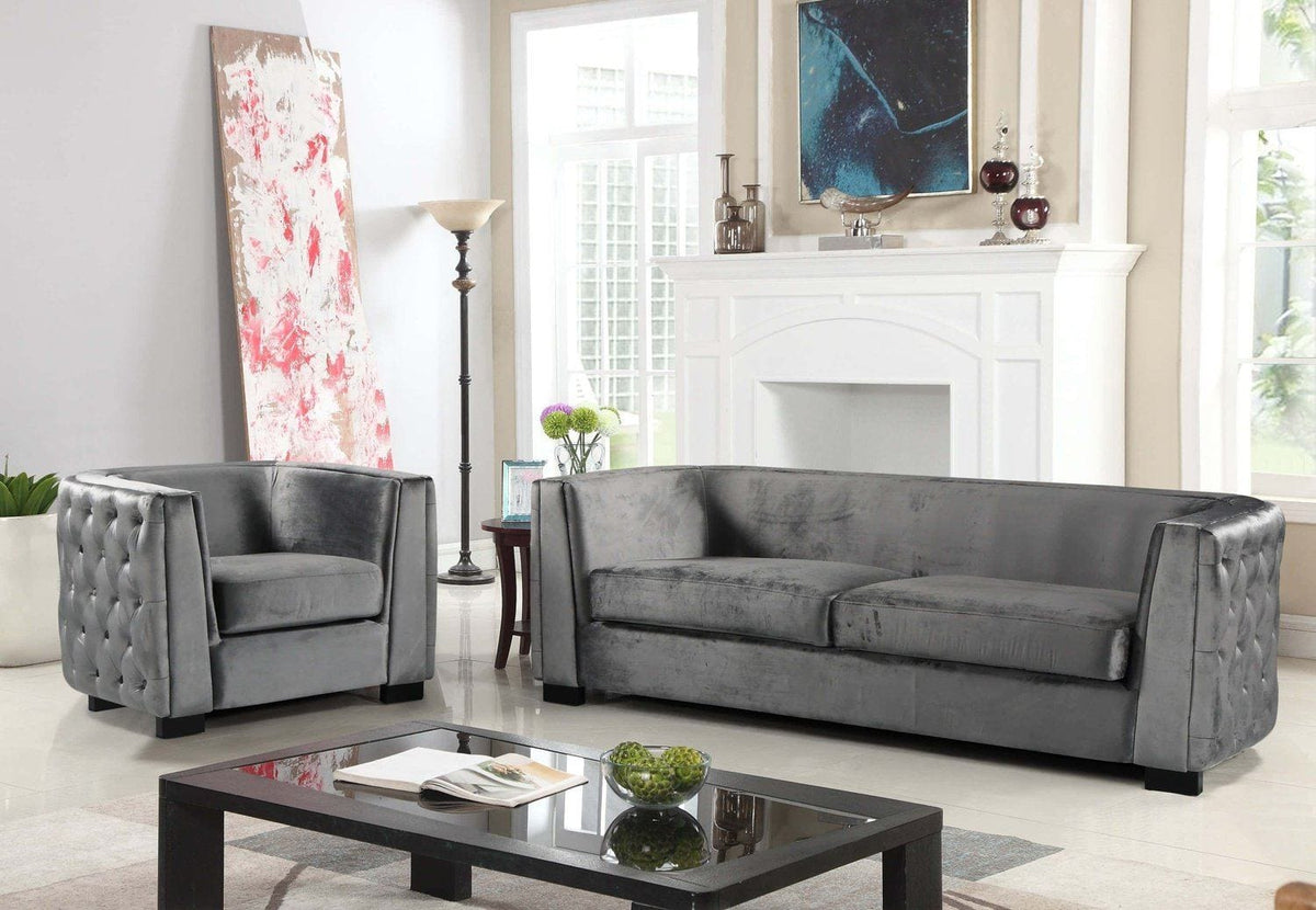 Iconic Home Saratov Button Tufted Velvet Sofa 