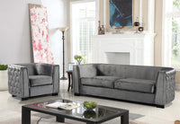 Iconic Home Saratov Button Tufted Velvet Sofa 