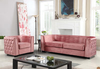 Iconic Home Saratov Button Tufted Velvet Sofa 