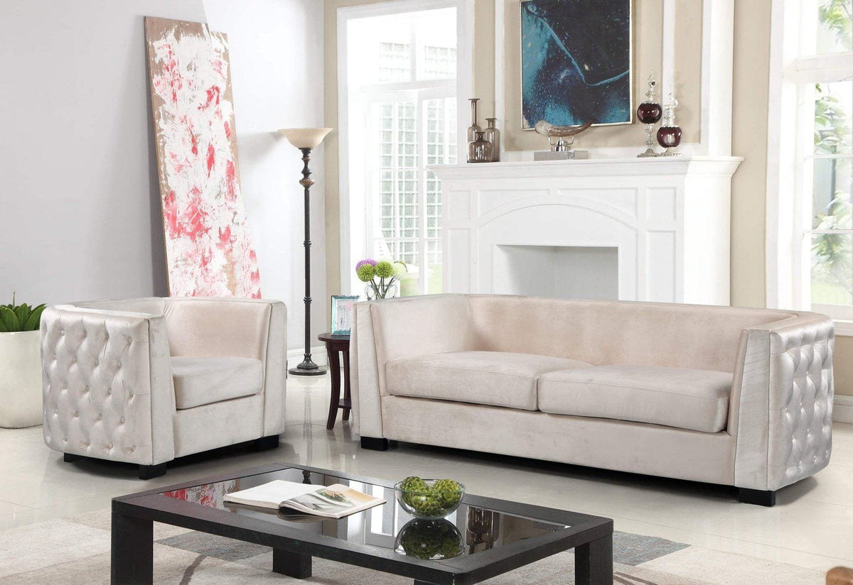 Iconic Home Saratov Button Tufted Velvet Sofa 