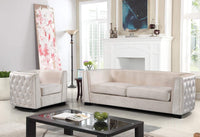 Iconic Home Saratov Button Tufted Velvet Sofa 