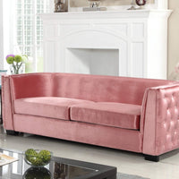 Iconic Home Saratov Button Tufted Velvet Sofa Blush