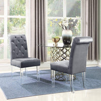 Iconic Home Sharon Tufted Velvet Dining Chair Set of 2 Grey