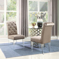 Iconic Home Sharon Tufted Velvet Dining Chair Set of 2 Taupe