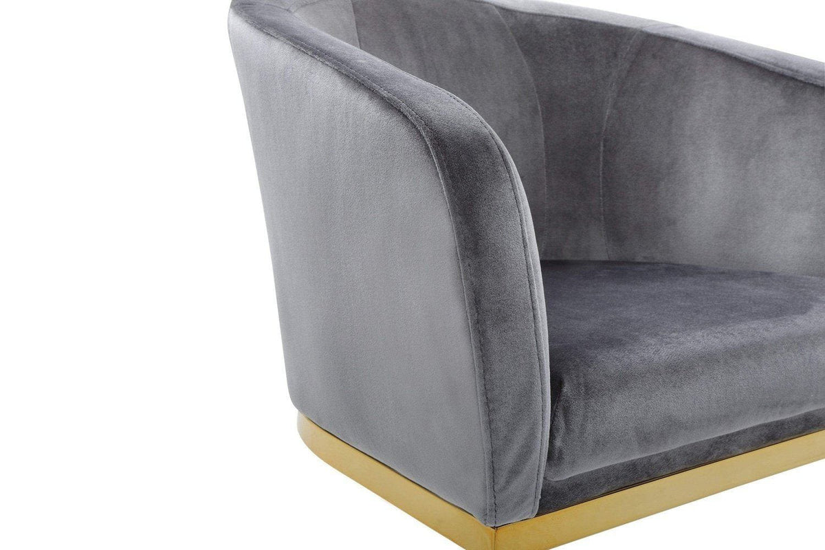 Iconic Home Siena Velvet Accent Chair Gold Metal Base 