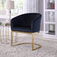 Iconic Home Siena Velvet Accent Chair Gold Metal Base Black