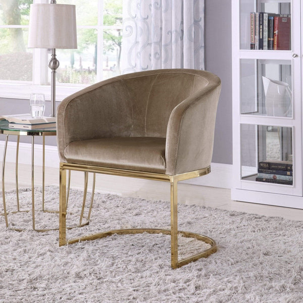 Iconic Home Siena Velvet Accent Chair Gold Metal Base Taupe