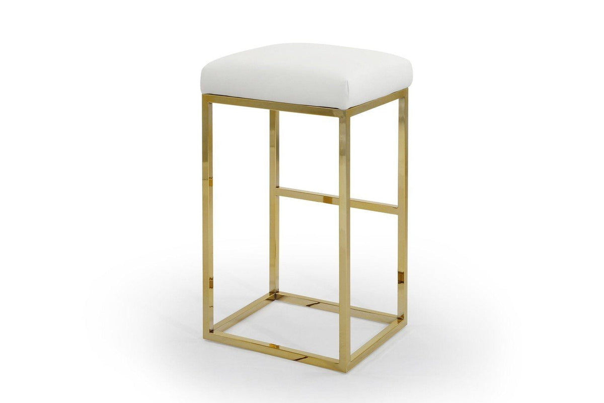 Iconic Home Skyler Faux Leather Bar Stool Chair Gold Base 