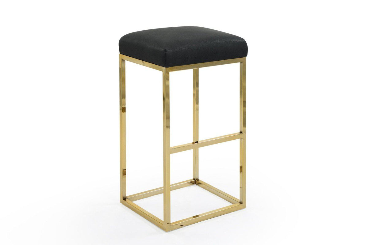 Iconic Home Skyler Faux Leather Bar Stool Chair Gold Base 