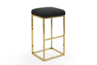 Iconic Home Skyler Faux Leather Bar Stool Chair Gold Base 