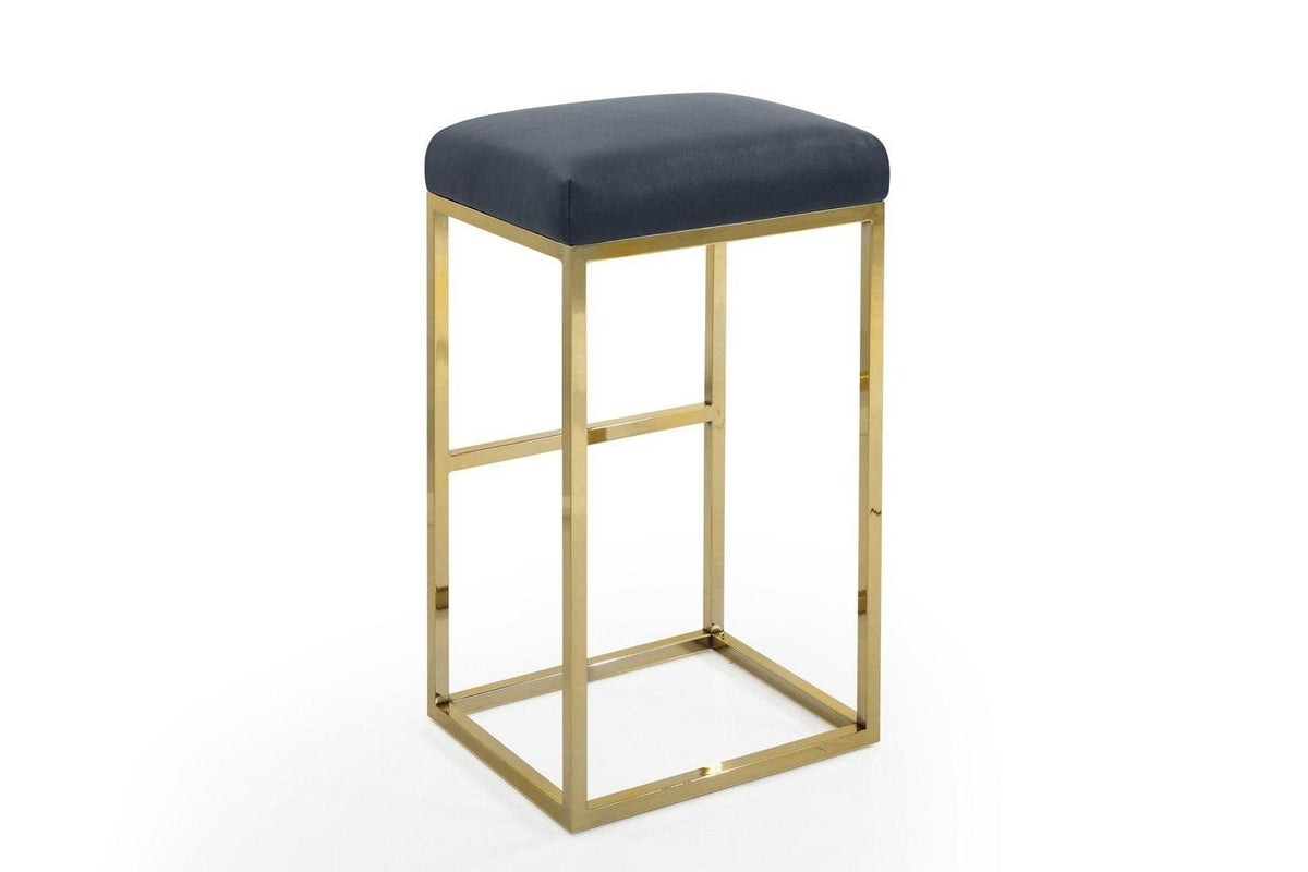 Iconic Home Skyler Faux Leather Bar Stool Chair Gold Base 