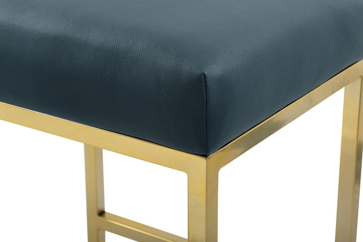 Iconic Home Skyler Faux Leather Bar Stool Chair Gold Base 
