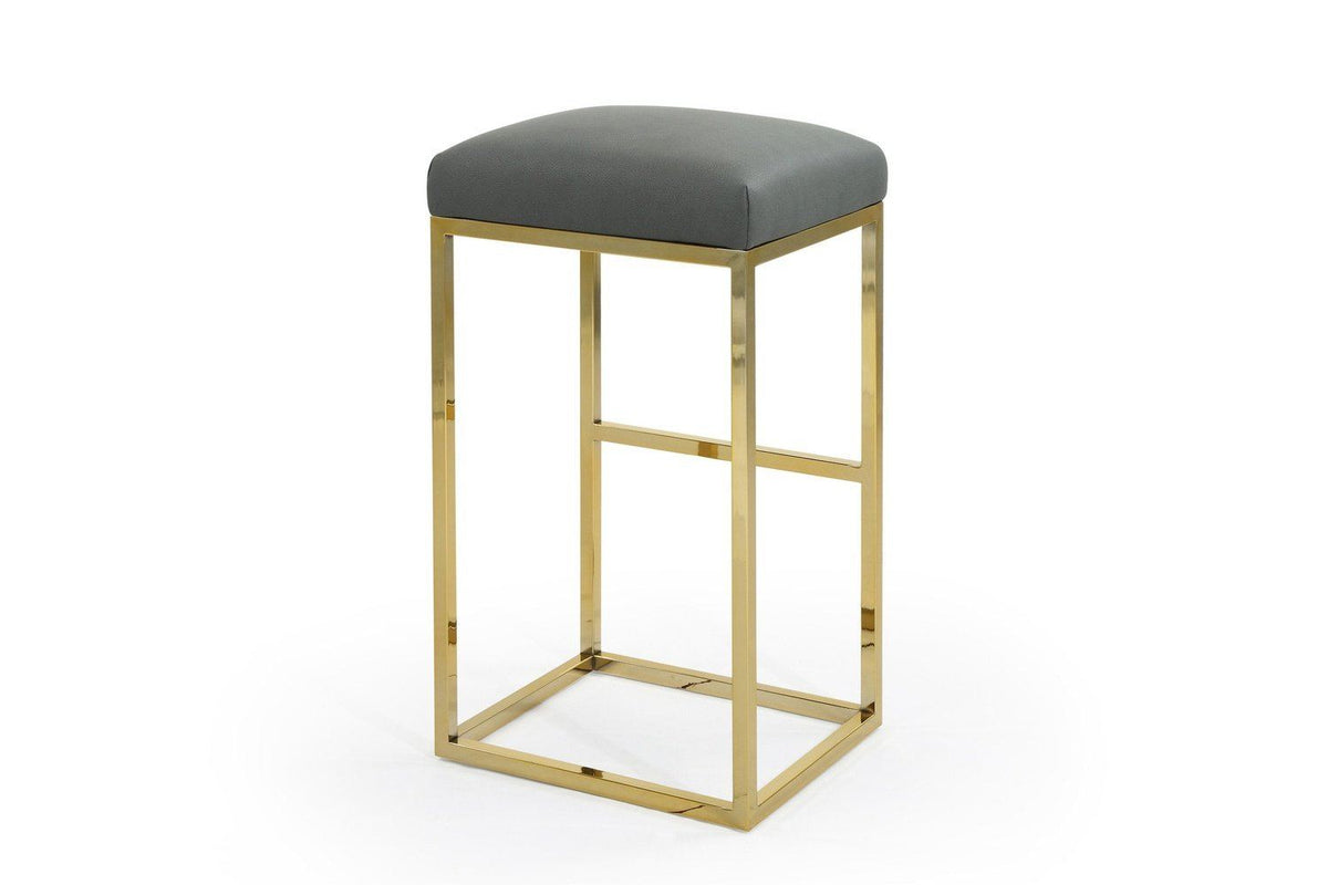 Iconic Home Skyler Faux Leather Bar Stool Chair Gold Base 