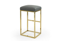 Iconic Home Skyler Faux Leather Bar Stool Chair Gold Base 