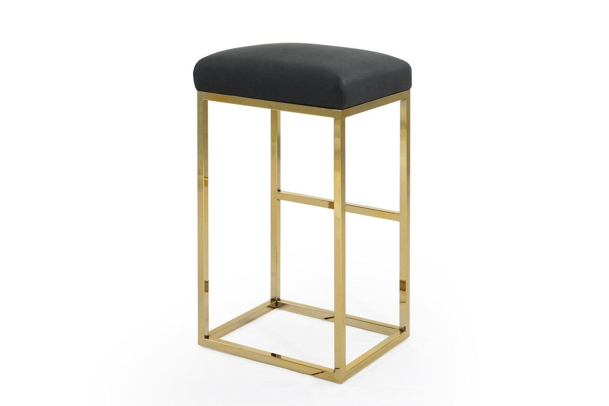 Iconic Home Skyler Faux Leather Bar Stool Chair Gold Base 