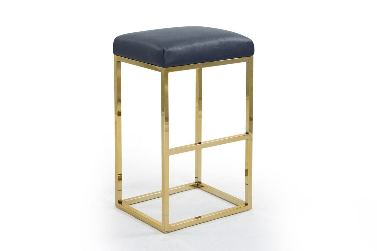 Iconic Home Skyler Faux Leather Bar Stool Chair Gold Base 