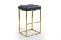 Iconic Home Skyler Faux Leather Bar Stool Chair Gold Base 
