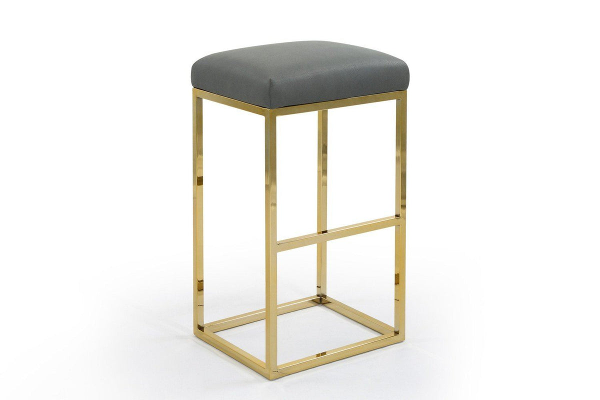 Iconic Home Skyler Faux Leather Bar Stool Chair Gold Base 