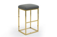 Iconic Home Skyler Faux Leather Bar Stool Chair Gold Base 