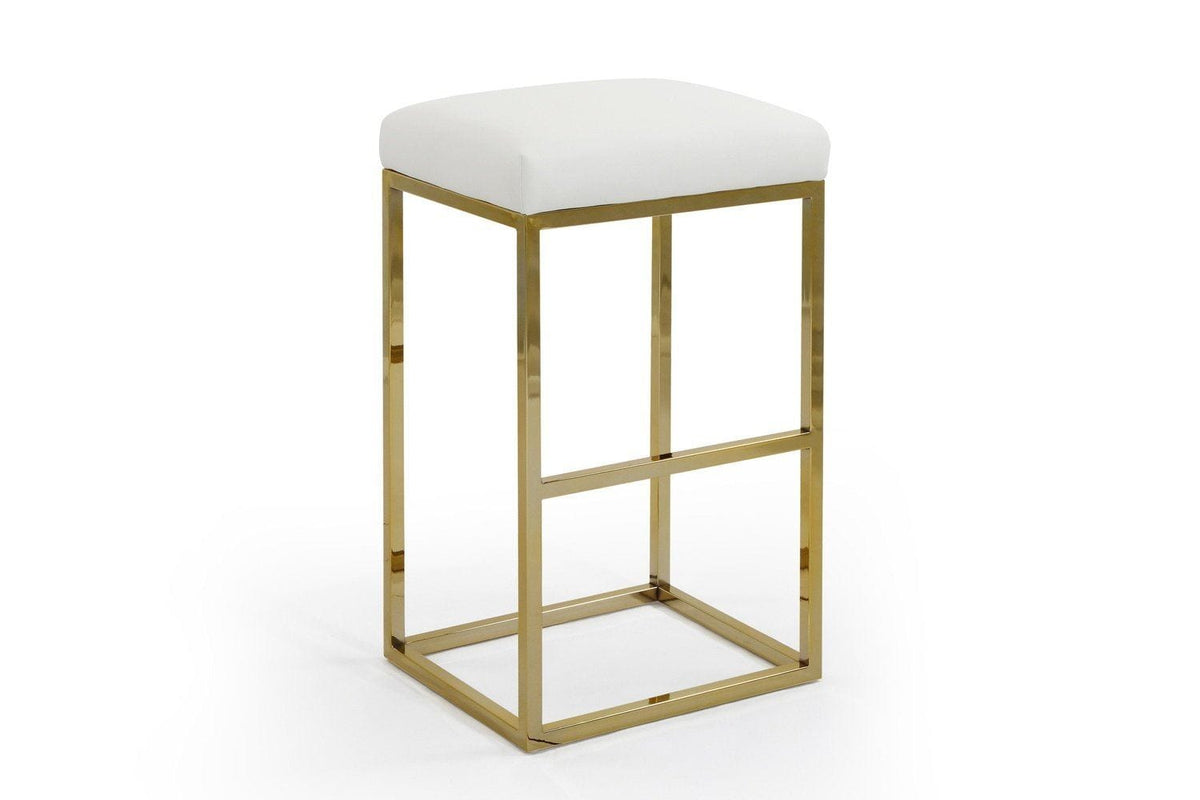 Iconic Home Skyler Faux Leather Bar Stool Chair Gold Base 