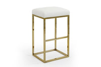 Iconic Home Skyler Faux Leather Bar Stool Chair Gold Base 