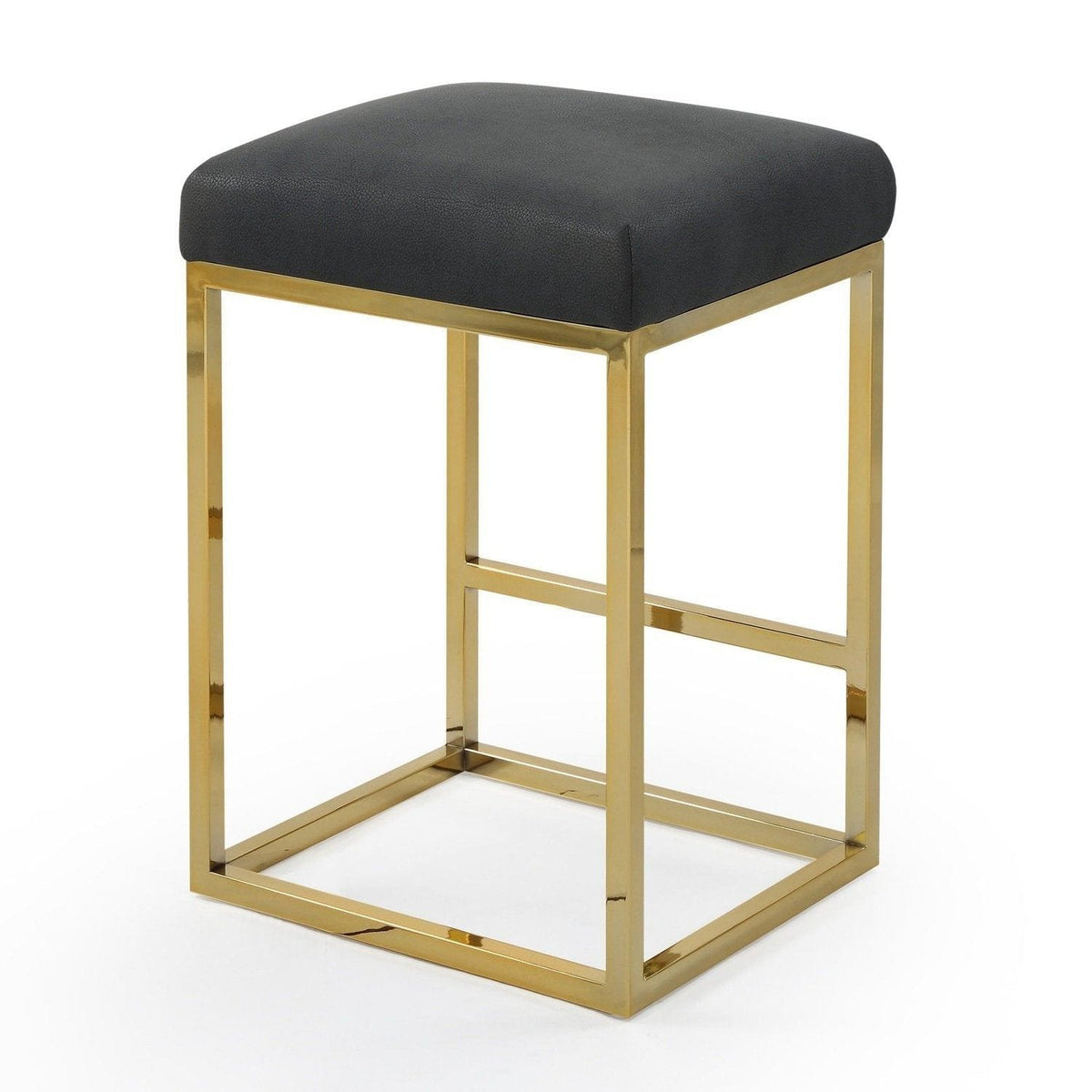 Iconic Home Skyler Backless Faux Leather Counter Stool Gold Base 