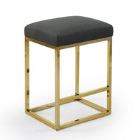 Iconic Home Skyler Backless Faux Leather Counter Stool Gold Base 