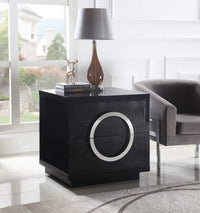 Iconic Home Sorrento End Side Table | Nightstand Black