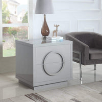 Iconic Home Sorrento End Side Table | Nightstand Grey