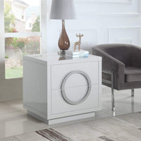 Iconic Home Sorrento End Side Table | Nightstand White