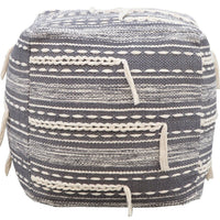 Iconic Home Spike Woven Cotton Square Ottoman Pouf 