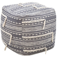 Iconic Home Spike Woven Cotton Square Ottoman Pouf 