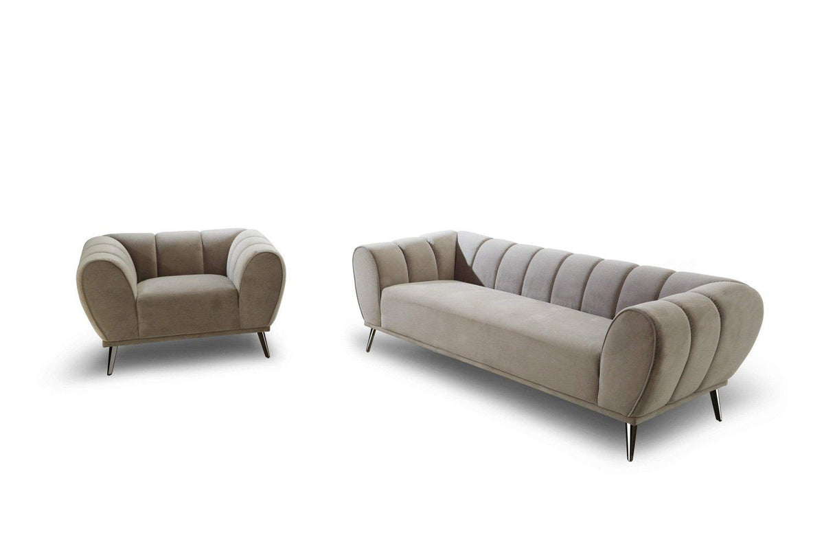 Iconic Home Sybel Channel Quilted Velvet Club Chair 