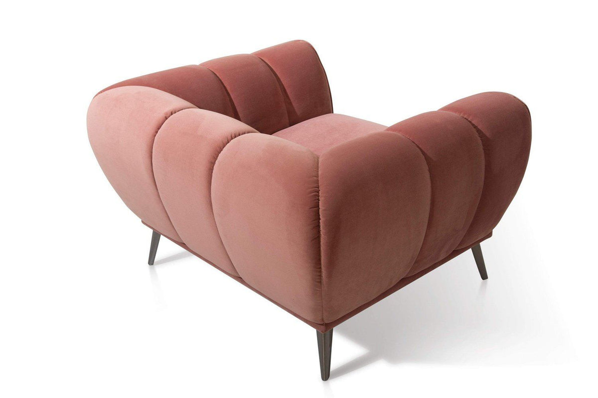 Iconic Home Sybel Channel Quilted Velvet Club Chair 