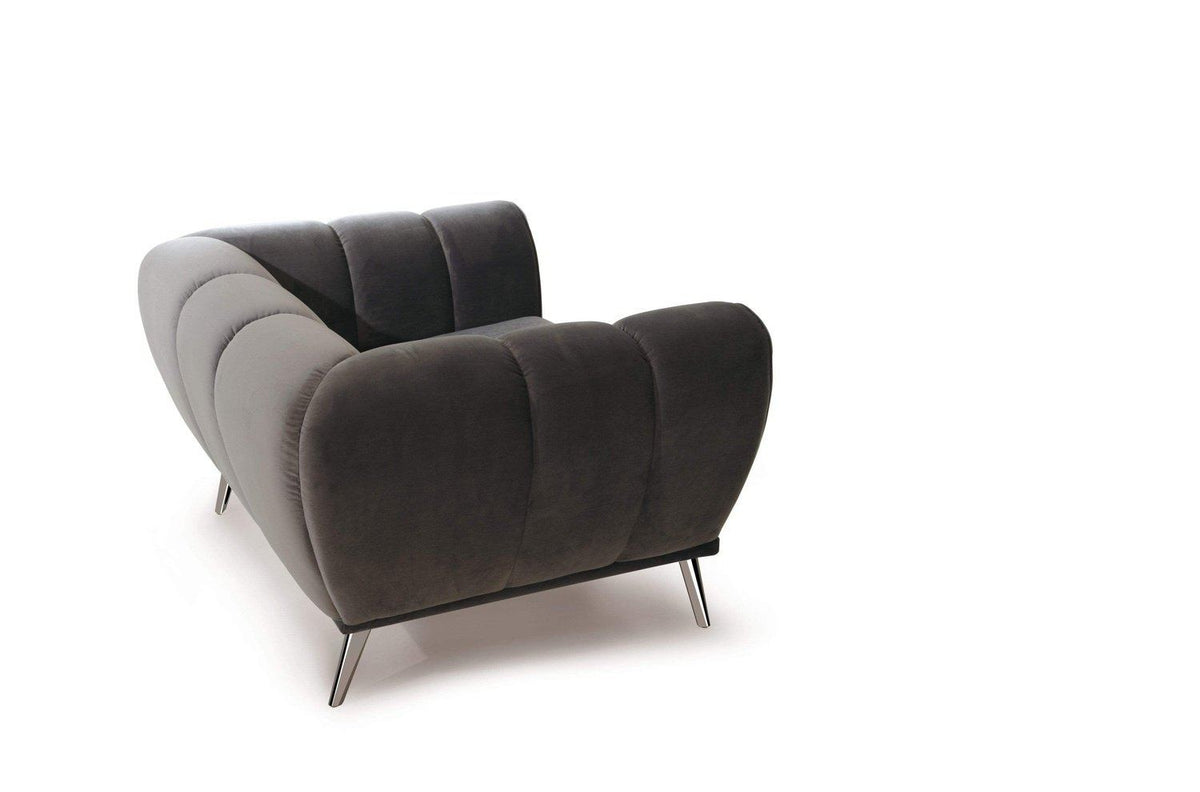 Iconic Home Sybel Channel Quilted Velvet Club Chair 