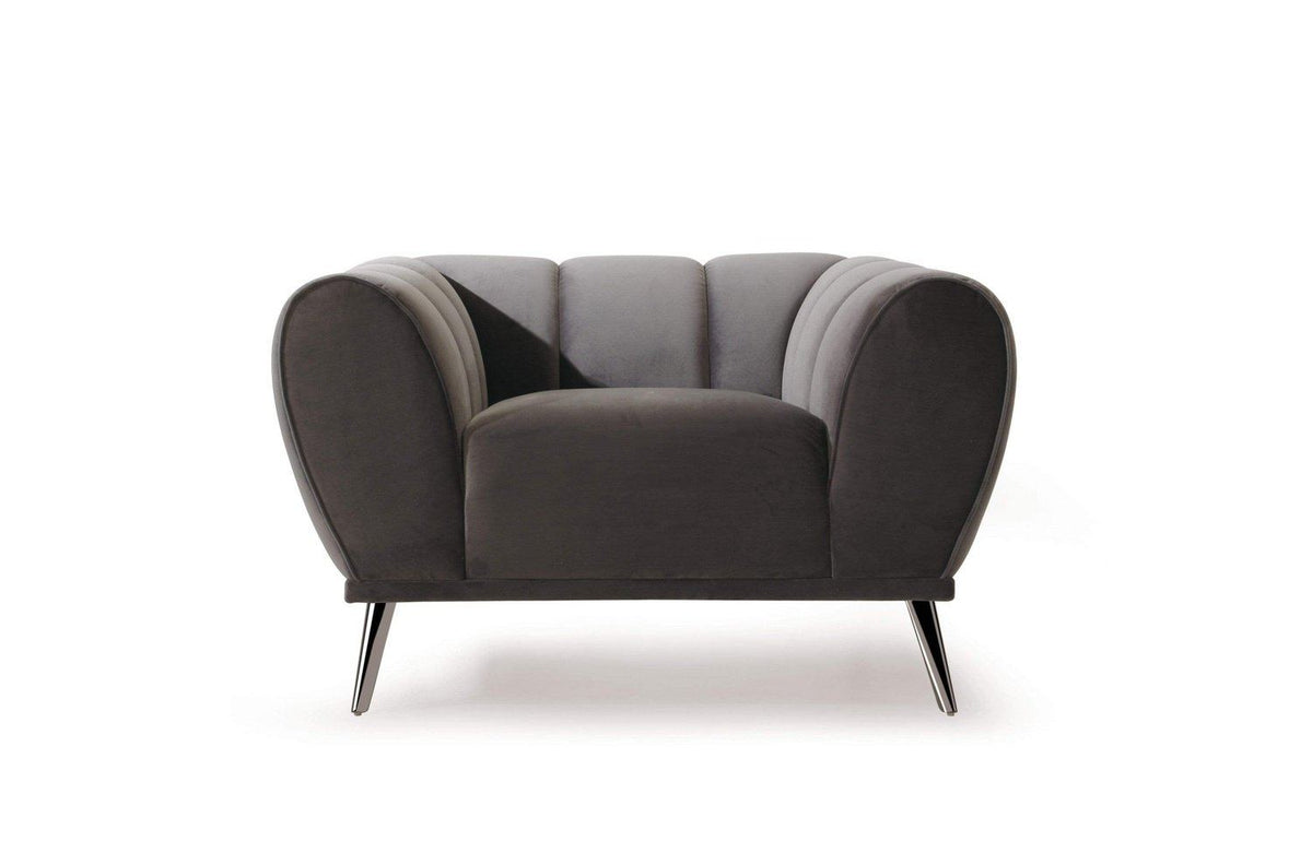 Iconic Home Sybel Channel Quilted Velvet Club Chair 