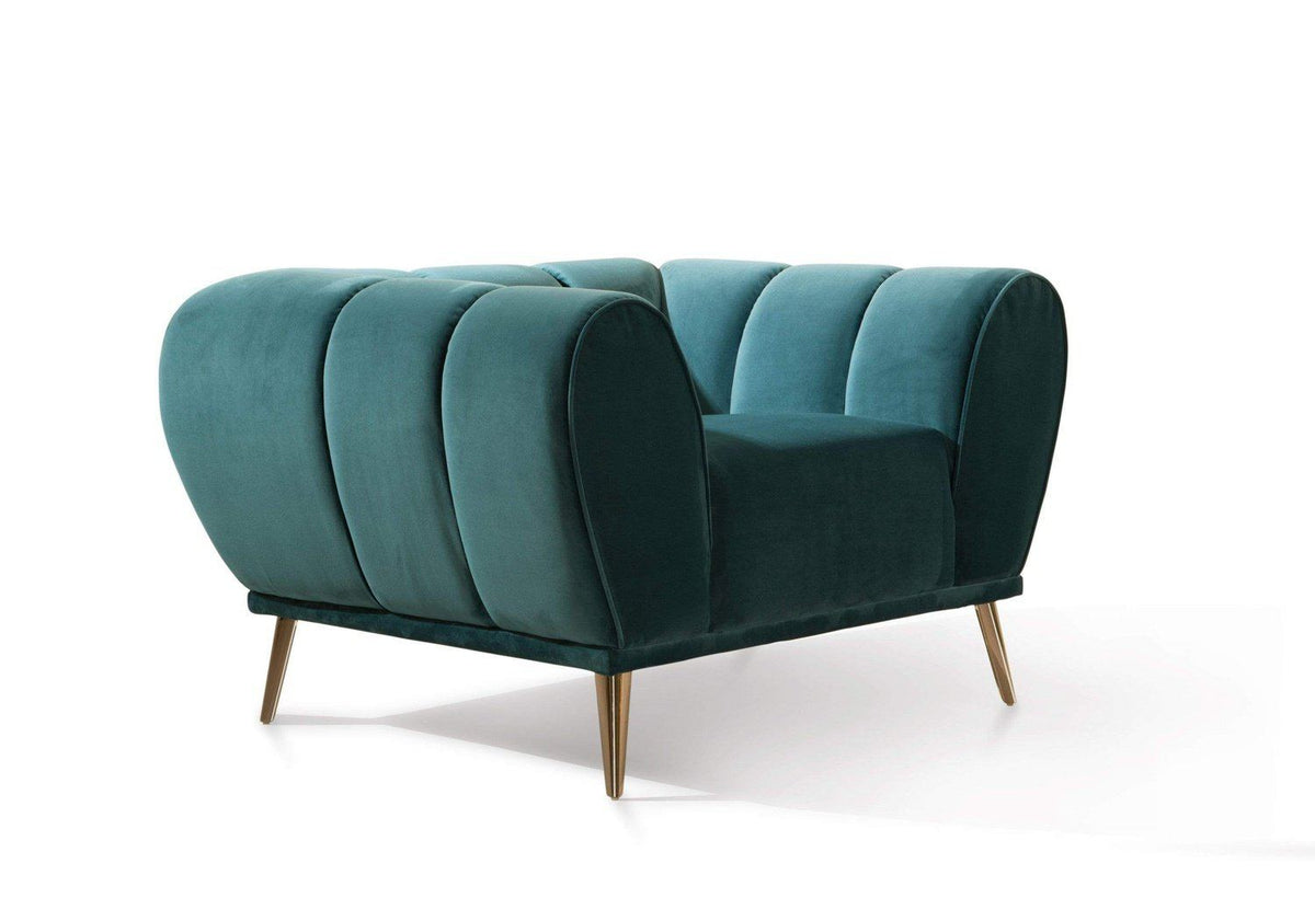 Iconic Home Sybel Channel Quilted Velvet Club Chair 