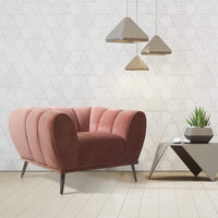 Iconic Home Sybel Channel Quilted Velvet Club Chair Brick