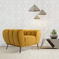 Iconic Home Sybel Channel Quilted Velvet Club Chair Gold