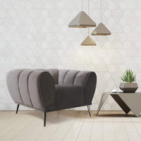 Iconic Home Sybel Channel Quilted Velvet Club Chair Grey
