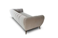 Iconic Home Sybel Sofa Velvet Upholstered Channel-Quilted Shelter Arm Solid Metal Legs 