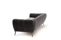 Iconic Home Sybel Sofa Velvet Upholstered Channel-Quilted Shelter Arm Solid Metal Legs 