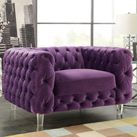 Iconic Home Syracus Plush Tufted Velvet Club Chair Purple