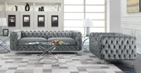 Iconic Home Syracus Plush Tufted Velvet Club Sofa 