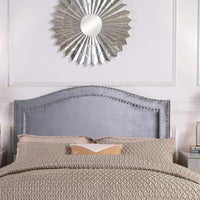 Iconic Home Tal Velvet Headboard For Bed Grey