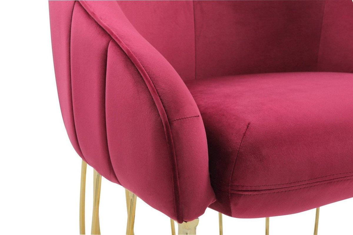 Iconic Home Teatro Velvet Accent Chair Gold Base 