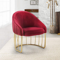 Iconic Home Teatro Velvet Accent Chair Gold Base Red