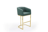 Iconic Home Tess Faux Leather Bar Stool Chair Gold Base 